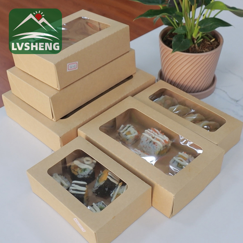 Produk anyar saka pabrik Xiamen lvsheng -sushi Togo Box kanthi jendela sing jelas